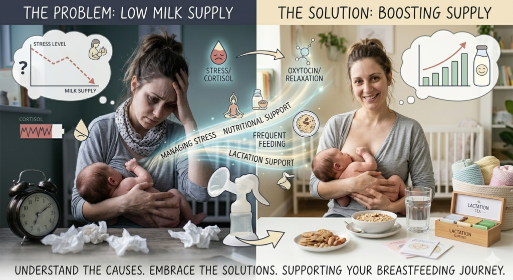 स्तनपान के दौरान दूध कम बनने की समस्या