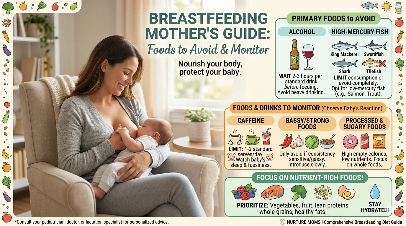 Breastfeeding कराने वाली माँ healthy food खाते हुए और baby को feed कराते हुए