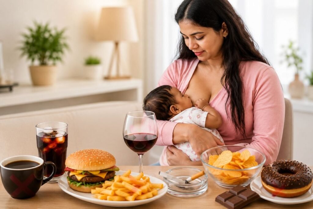 Breastfeeding के दौरान Avoid करने वाले Foods जैसे Coffee, Alcohol और Junk Food