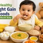 11-12 महीने का बच्चा healthy weight gain foods खाते हुए