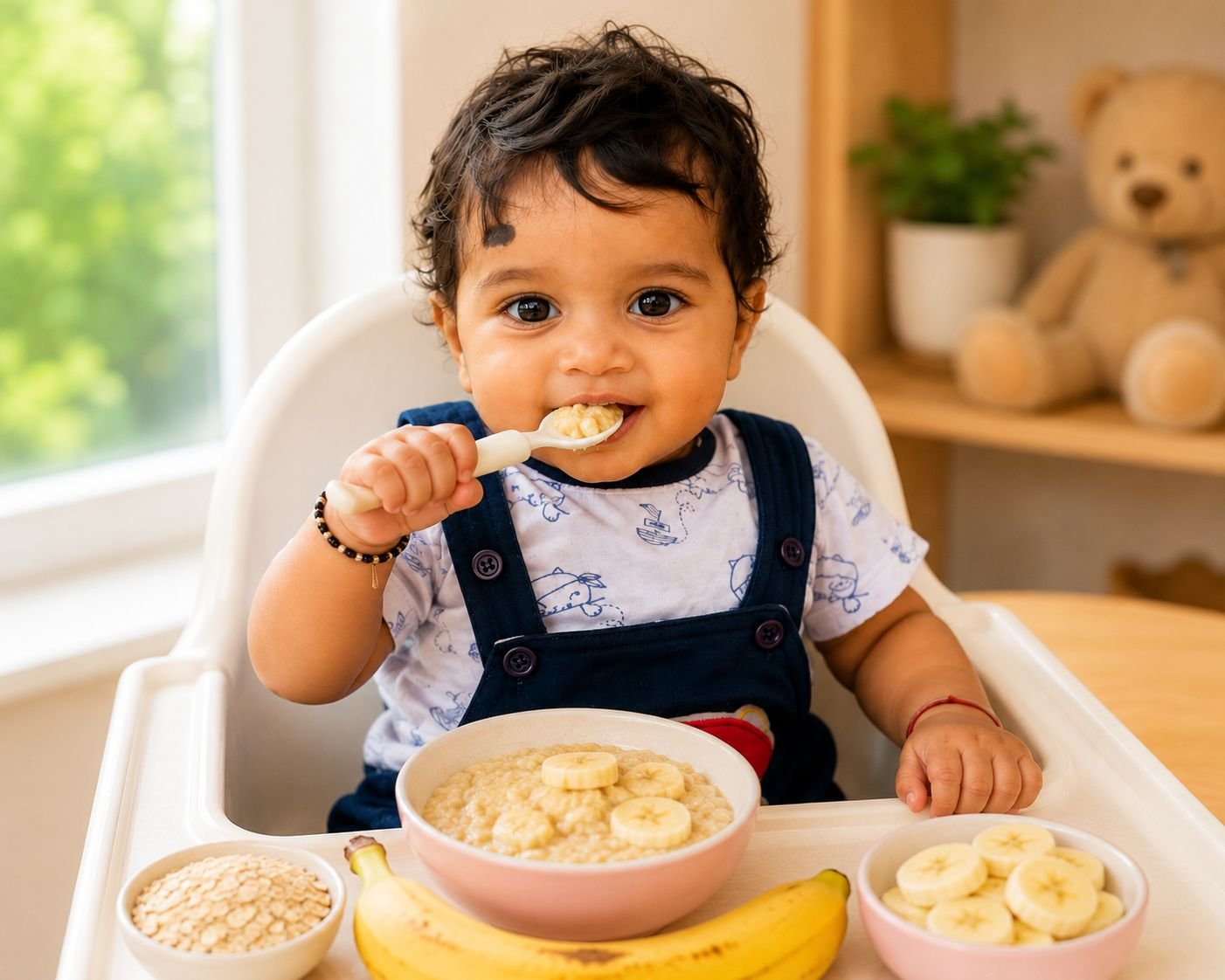 Banana oats breakfast for baby weight gain