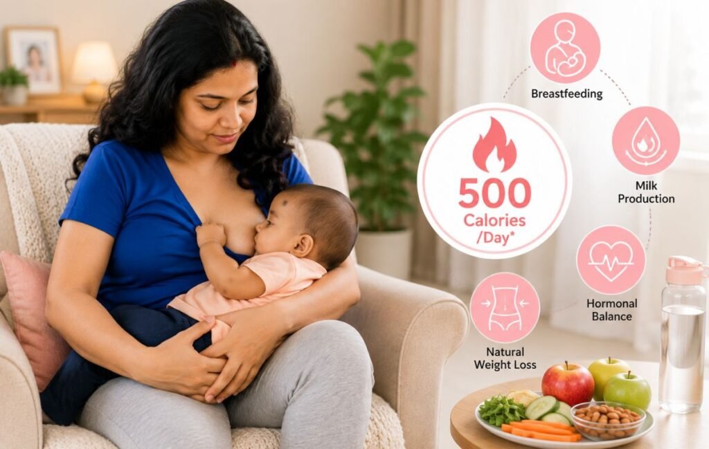 Breastfeeding कराने वाली माँ बच्चे को दूध पिलाते हुए