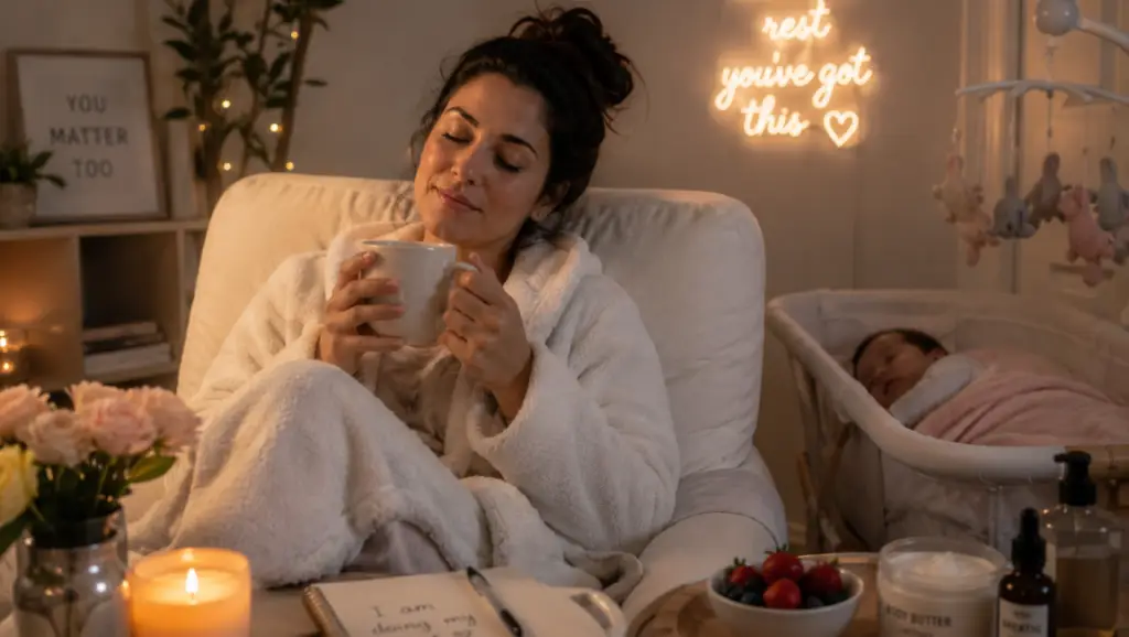 नई माँ अपने लिए समय निकालकर आराम और Self Care कर रही है