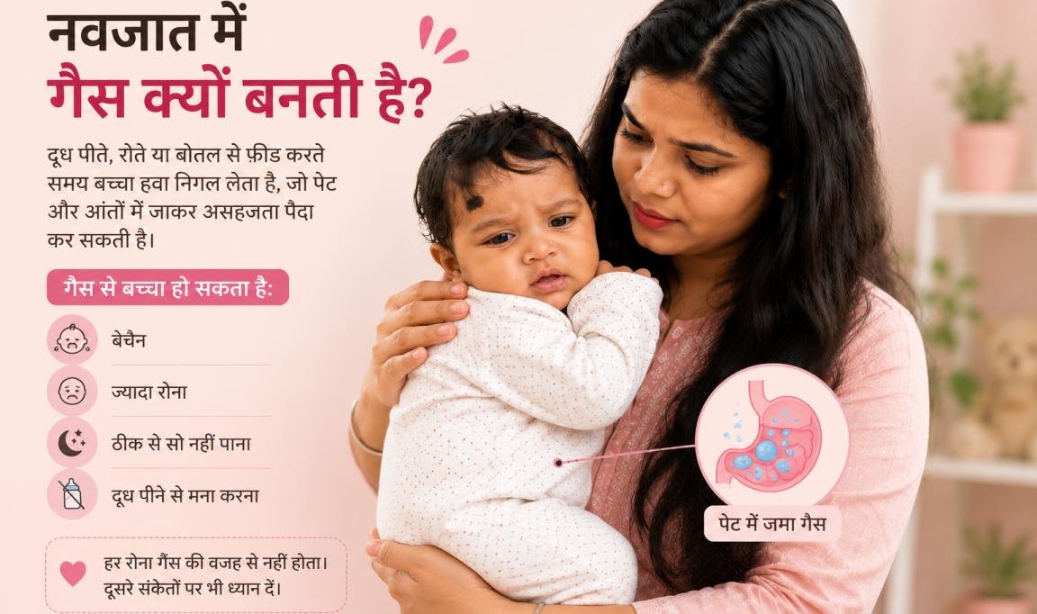 नवजात बच्चे में गैस की समस्या और पेट की बेचैनी