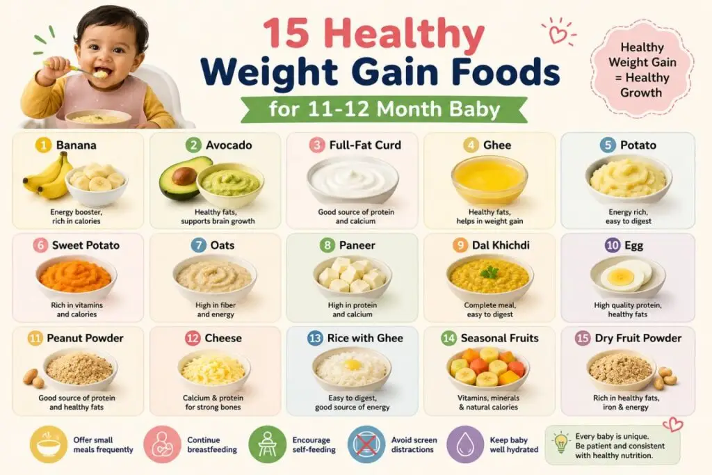 11 महीने के बच्चे के लिए weight gain foods chart