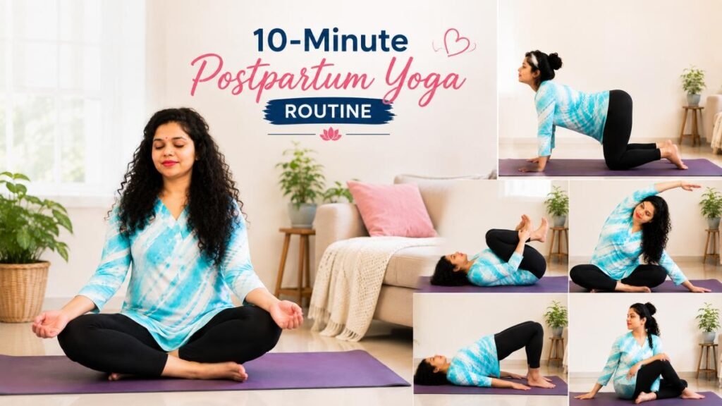 10 मिनट की beginner postpartum yoga routine