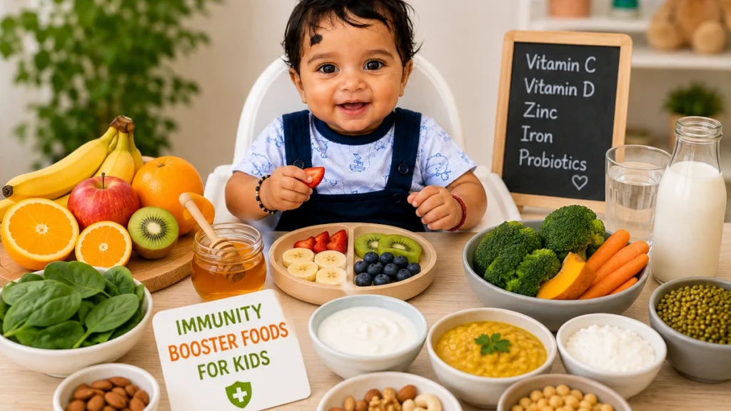 बच्चों की Immunity बढ़ाने वाले फल, सब्जियाँ, दही, दाल और पौष्टिक भोजन